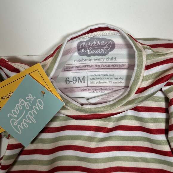 NWT Audrey & Bear Baby Striped Pajama Set Size 6-9M - Picture 4 of 4